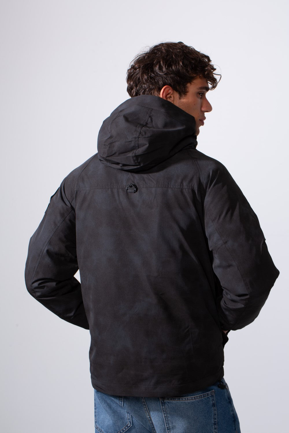 Men's Textured Fabric Waterproof Tomato Hooded Jacket