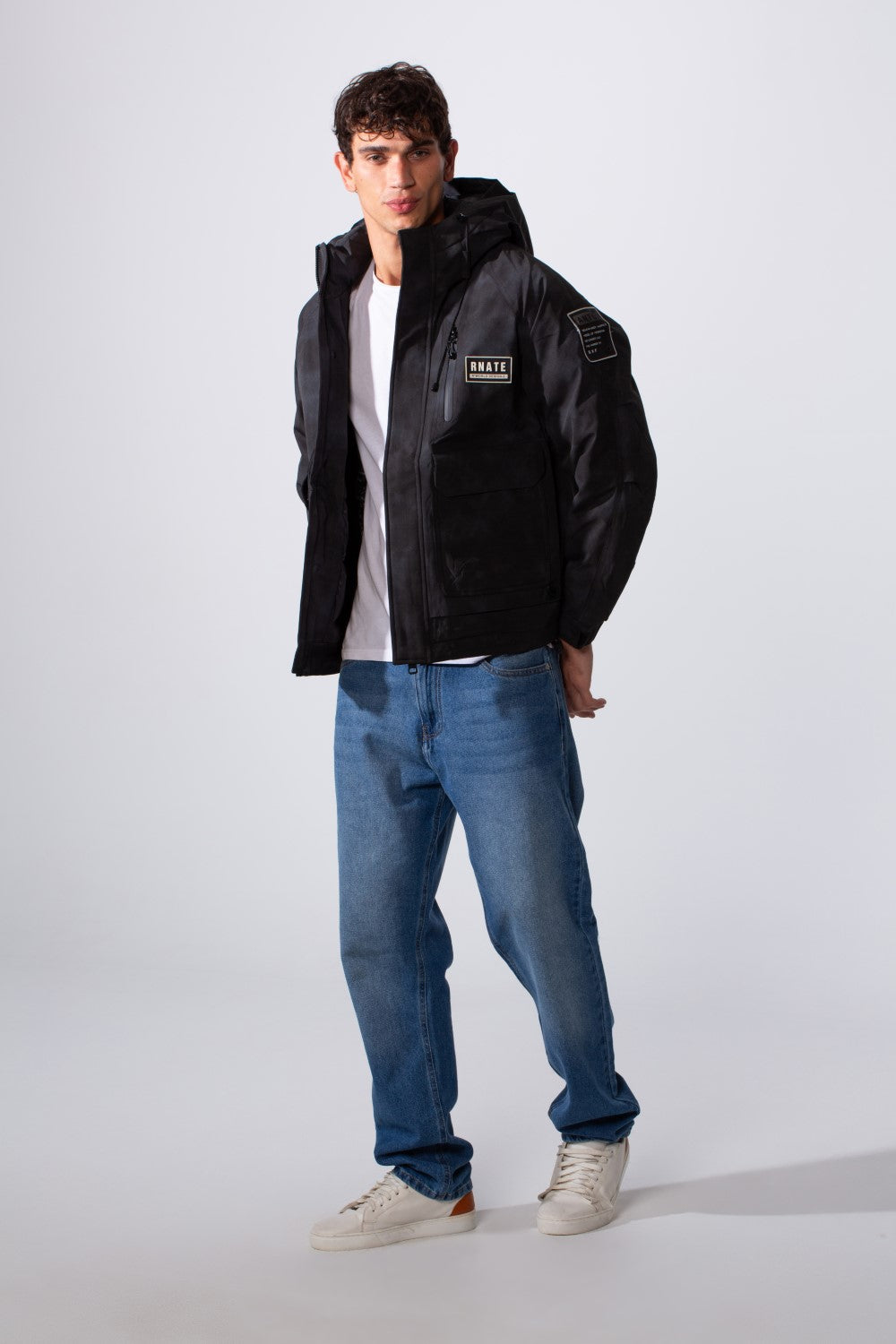 Men's Textured Fabric Waterproof Tomato Hooded Jacket