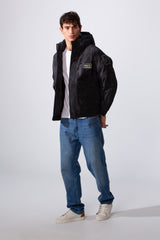 Men's Textured Fabric Waterproof Tomato Hooded Jacket