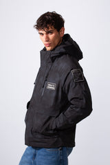 Men's Textured Fabric Waterproof Tomato Hooded Jacket