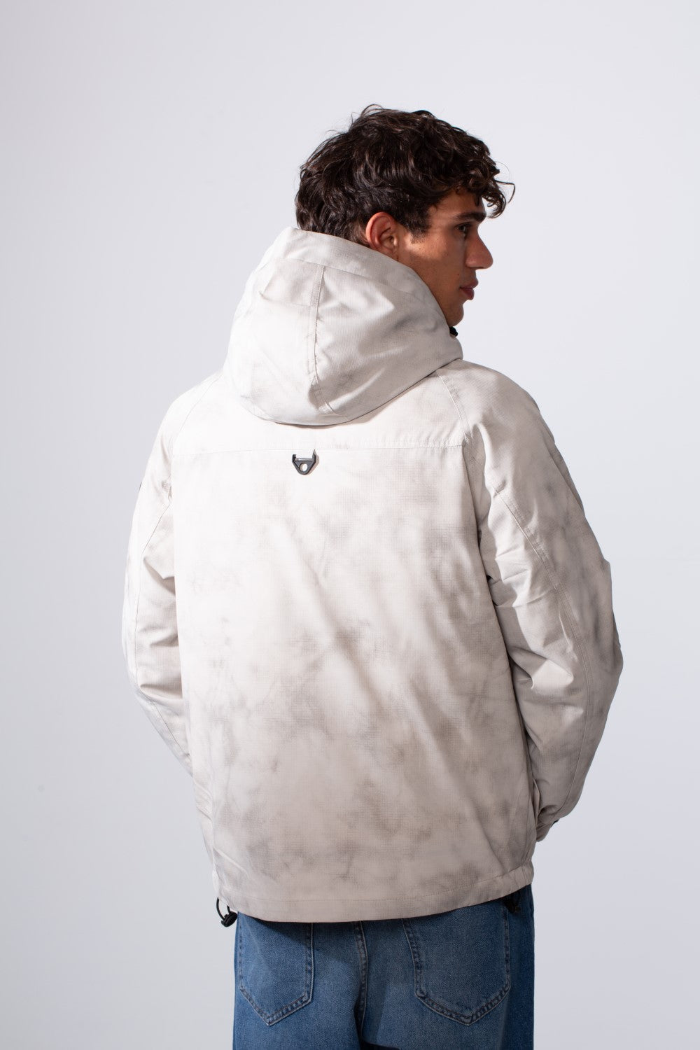 Men's Textured Fabric Waterproof Tomato Hooded Jacket