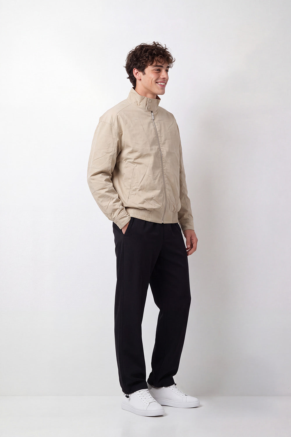Men's Tomato Store Twill Jacket Stand Collar Full-Zip Front Side Welt Pockets Waterproof Slim Fit