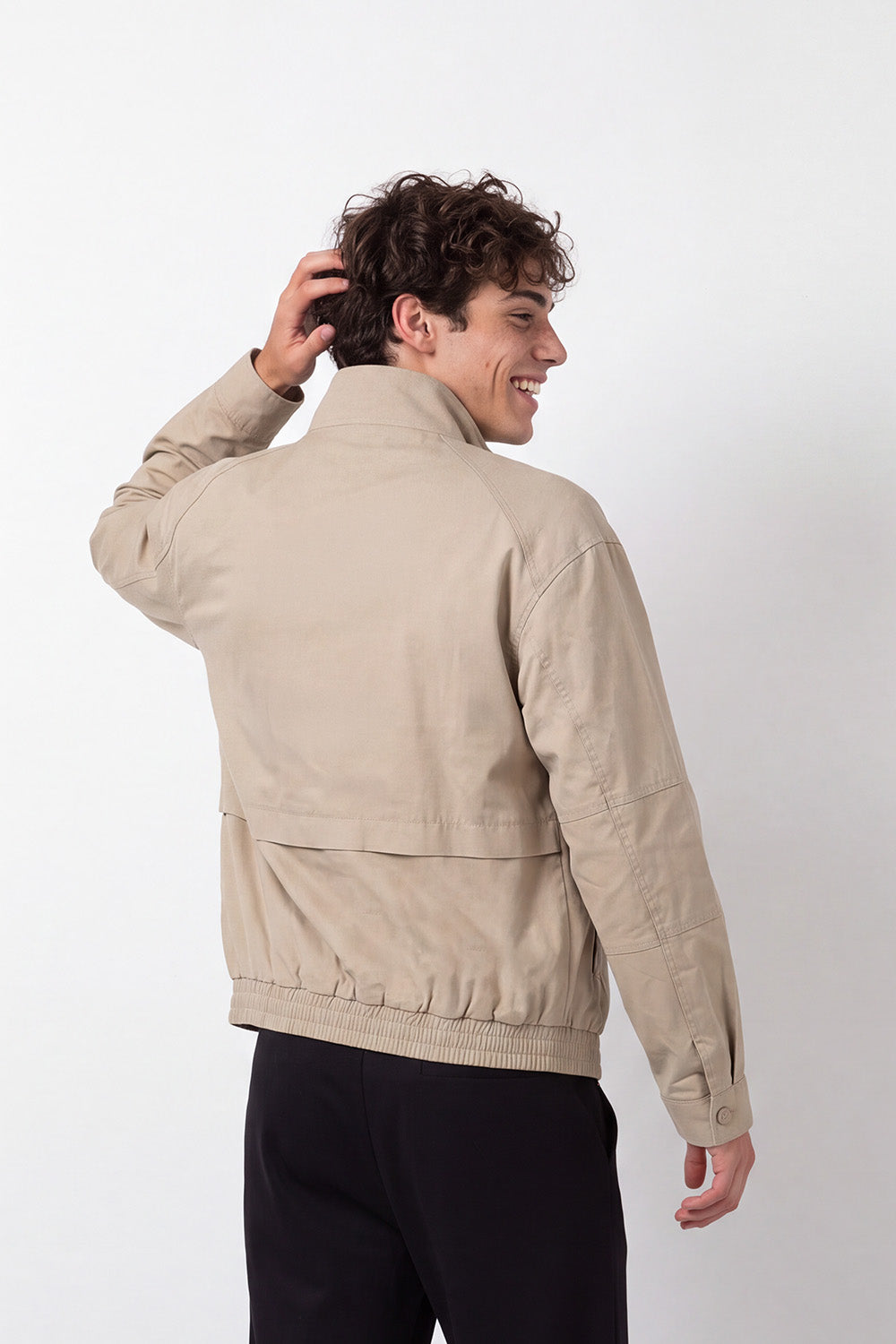 Men's Tomato Store Twill Jacket Stand Collar Full-Zip Front Side Welt Pockets Waterproof Slim Fit