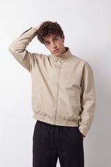 Men's Tomato Store Twill Jacket Stand Collar Full-Zip Front Side Welt Pockets Waterproof Slim Fit