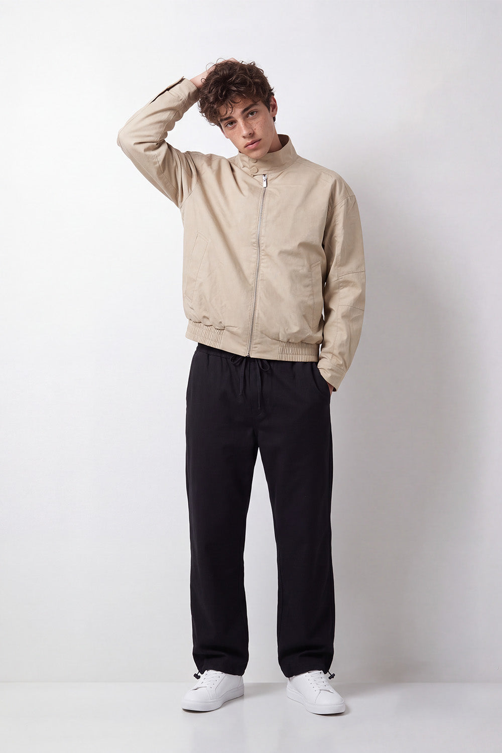 Men's Tomato Store Twill Jacket Stand Collar Full-Zip Front Side Welt Pockets Waterproof Slim Fit