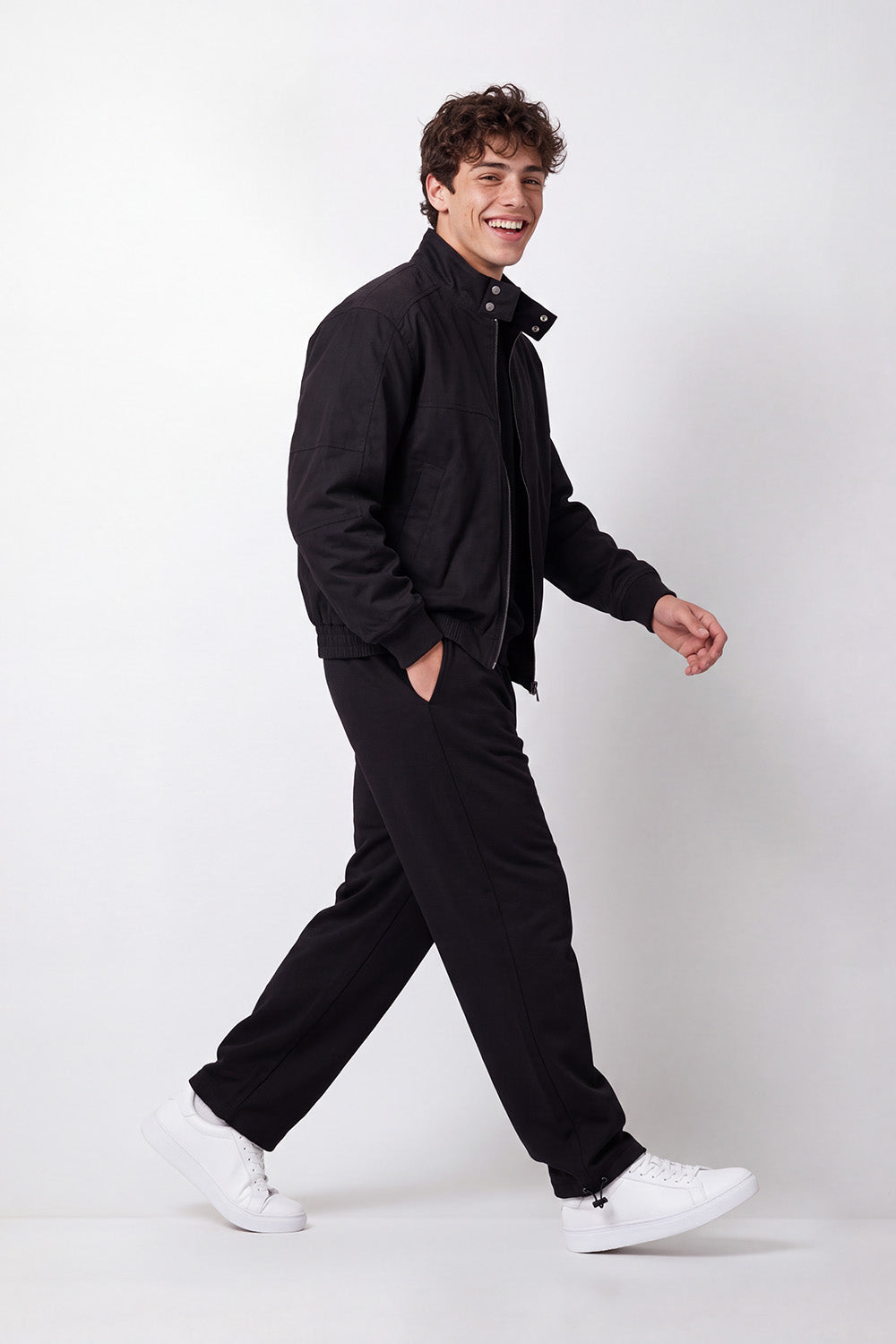Men's Tomato Store Twill Jacket Stand Collar Full-Zip Front Side Welt Pockets Waterproof Slim Fit