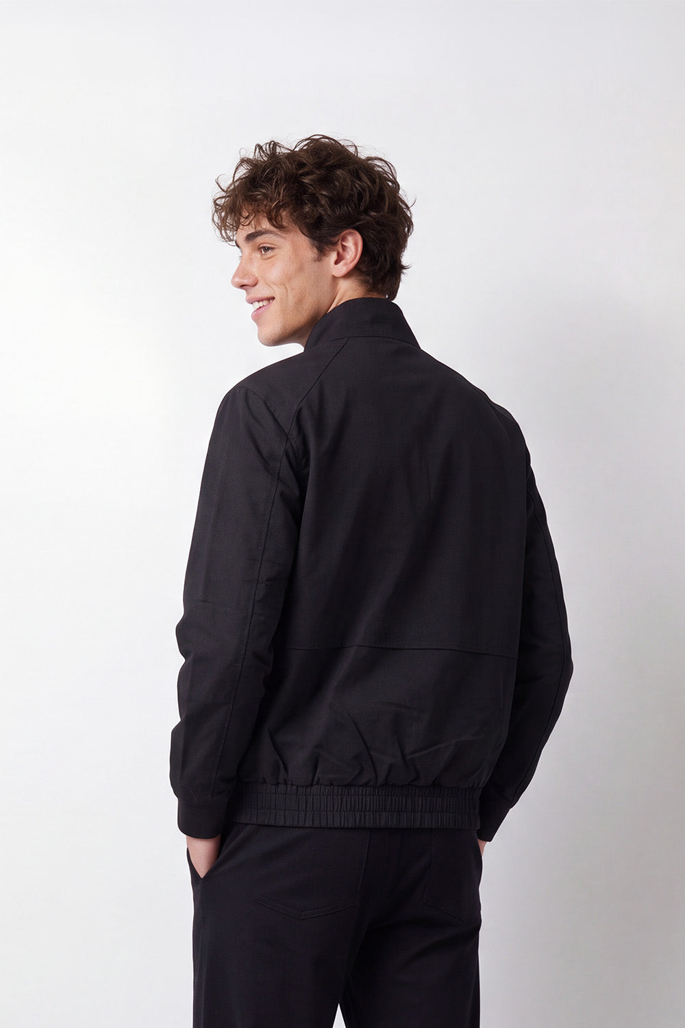 Men's Tomato Store Twill Jacket Stand Collar Full-Zip Front Side Welt Pockets Waterproof Slim Fit