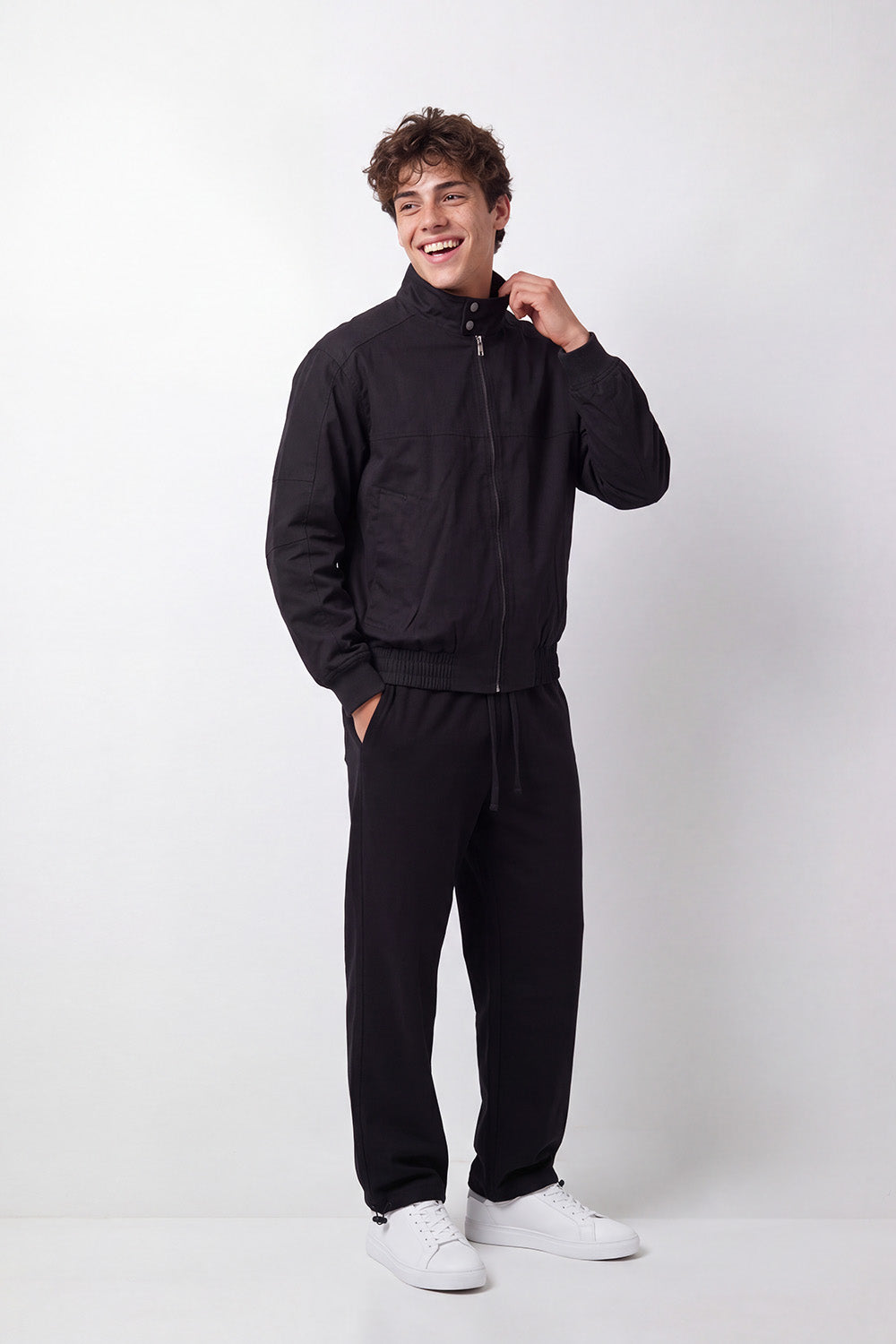 Men's Tomato Store Twill Jacket Stand Collar Full-Zip Front Side Welt Pockets Waterproof Slim Fit