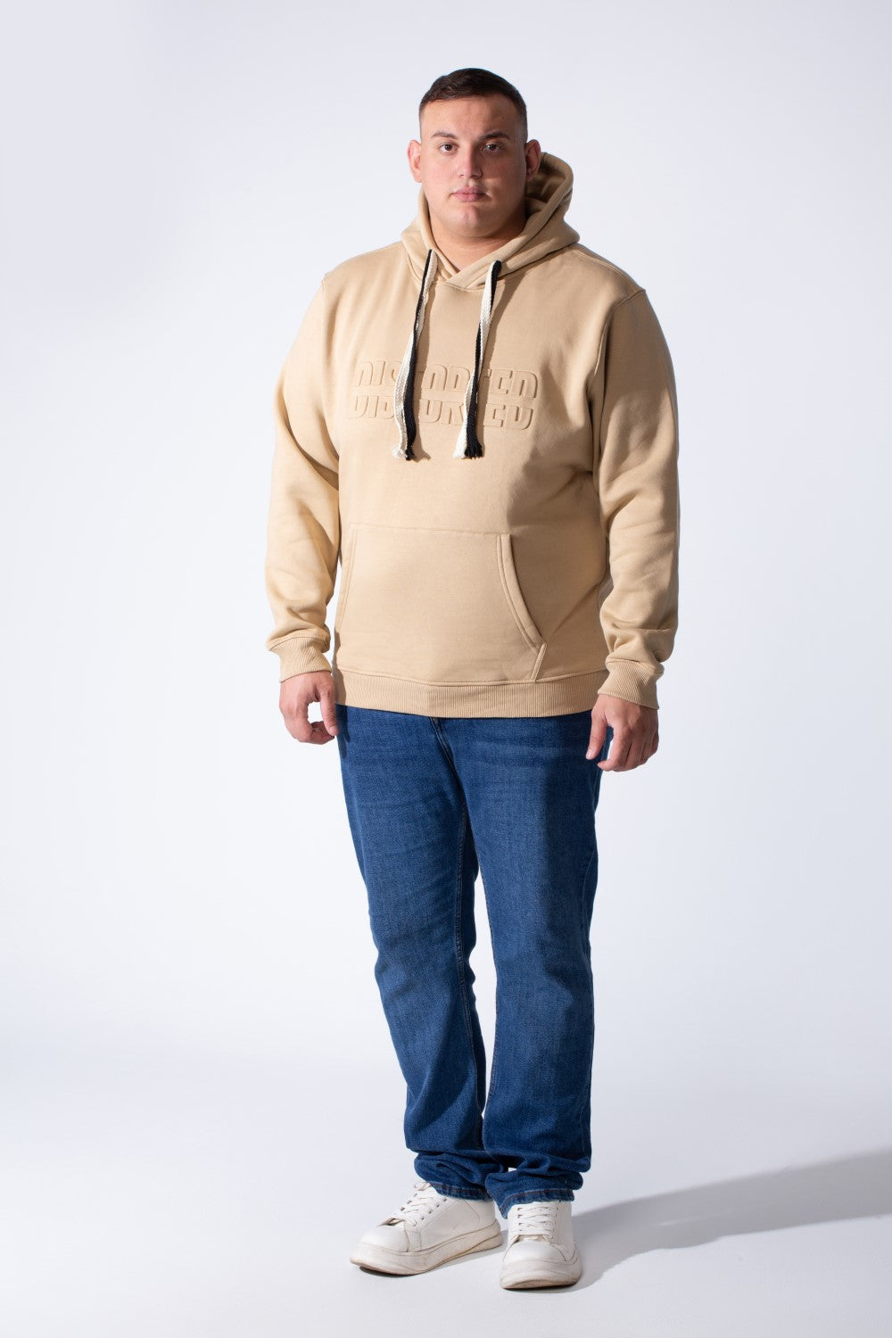 Men's Long Sleeve With Chest Text Print Front Kangaroo Pocket Comfy For Everyday Wear Hooded Big Size Sweatshirt