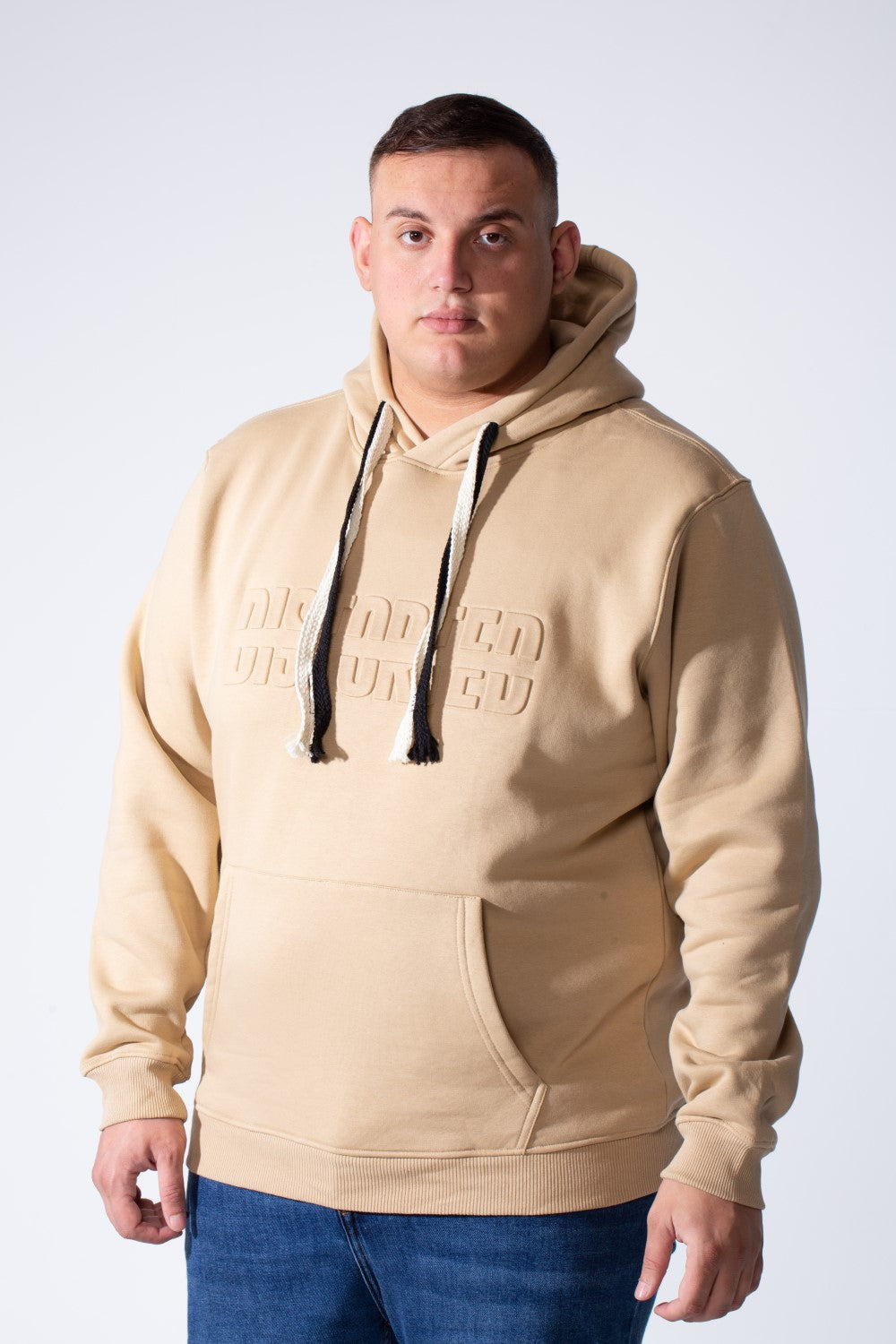 Men's Long Sleeve With Chest Text Print Front Kangaroo Pocket Comfy For Everyday Wear Hooded Big Size Sweatshirt