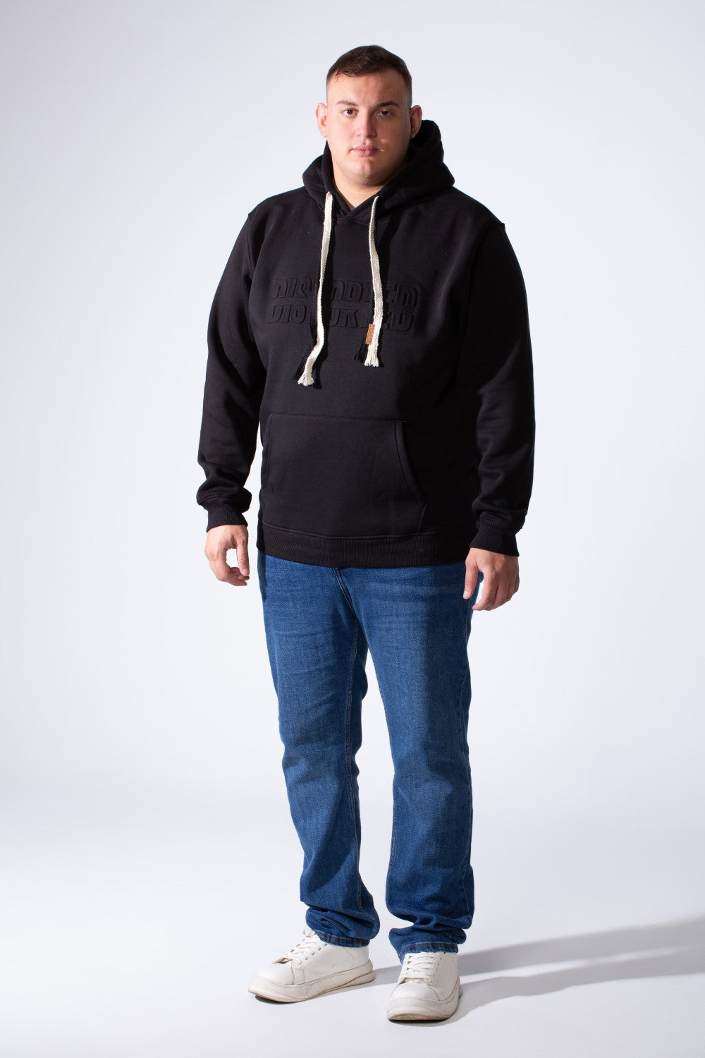 Men's Long Sleeve With Chest Text Print Front Kangaroo Pocket Comfy For Everyday Wear Hooded Big Size Sweatshirt