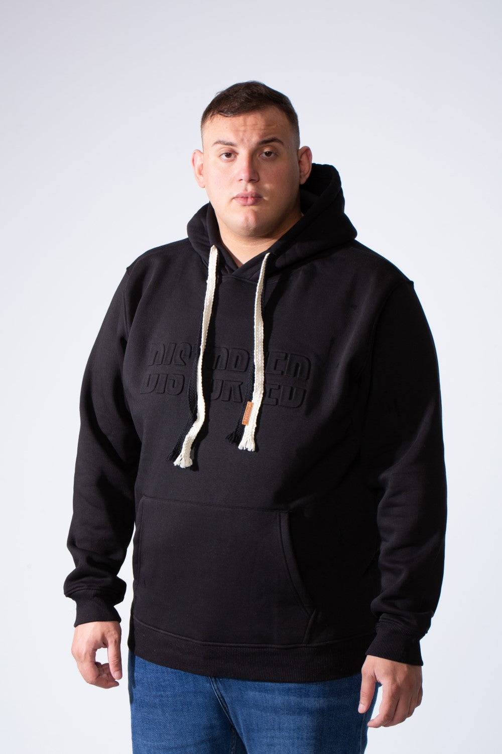 Men's Long Sleeve With Chest Text Print Front Kangaroo Pocket Comfy For Everyday Wear Hooded Big Size Sweatshirt