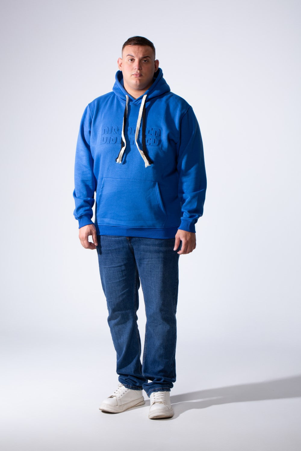 Men's Long Sleeve With Chest Text Print Front Kangaroo Pocket Comfy For Everyday Wear Hooded Big Size Sweatshirt