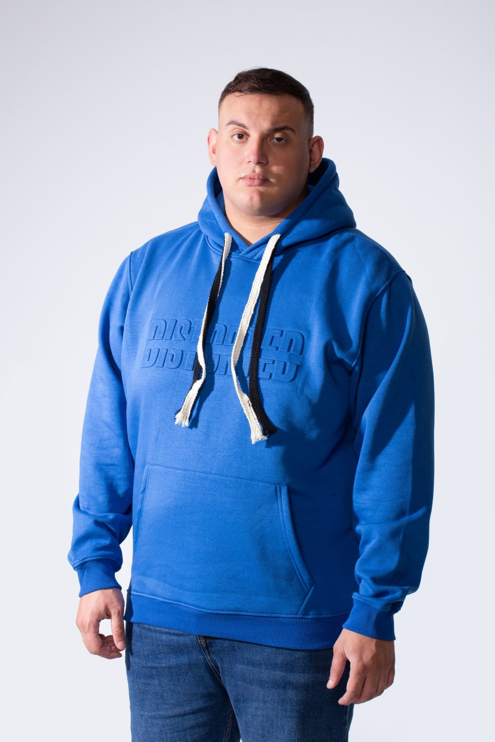 Men's Long Sleeve With Chest Text Print Front Kangaroo Pocket Comfy For Everyday Wear Hooded Big Size Sweatshirt