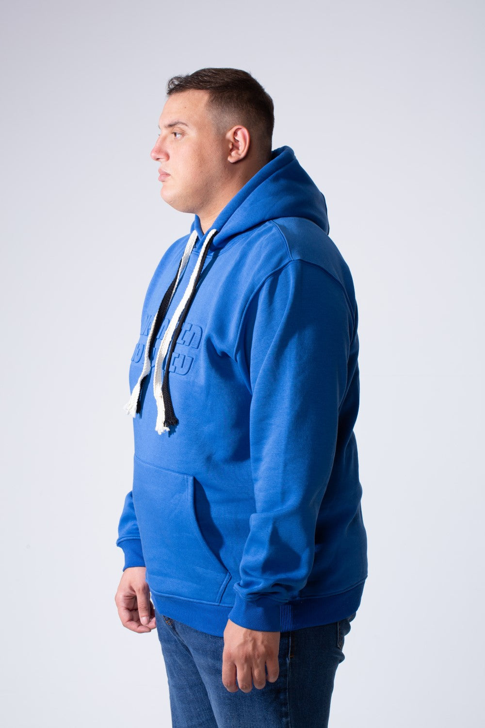 Men's Long Sleeve With Chest Text Print Front Kangaroo Pocket Comfy For Everyday Wear Hooded Big Size Sweatshirt