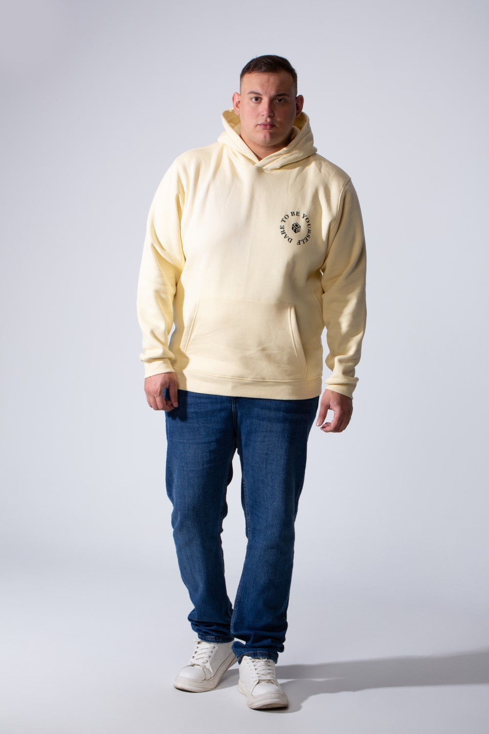 Men's Kangaroo Pocket Long Sleeve With Pack Text Print Practical Melton Fabric Hooded Big Size Sweatshirt