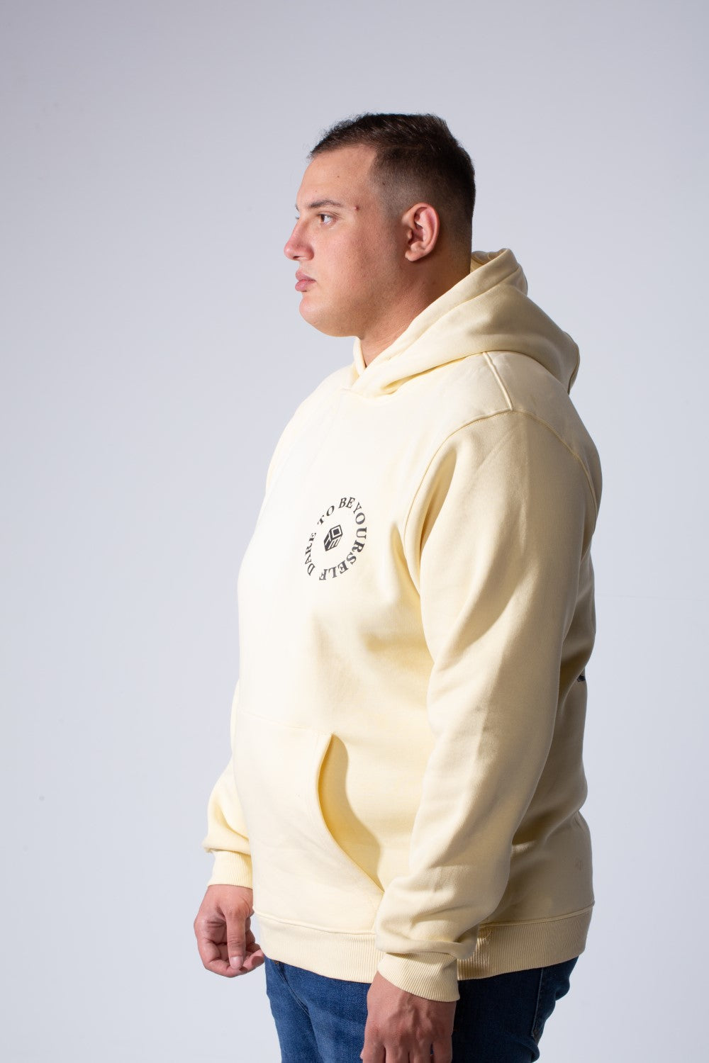 Men's Kangaroo Pocket Long Sleeve With Pack Text Print Practical Melton Fabric Hooded Big Size Sweatshirt