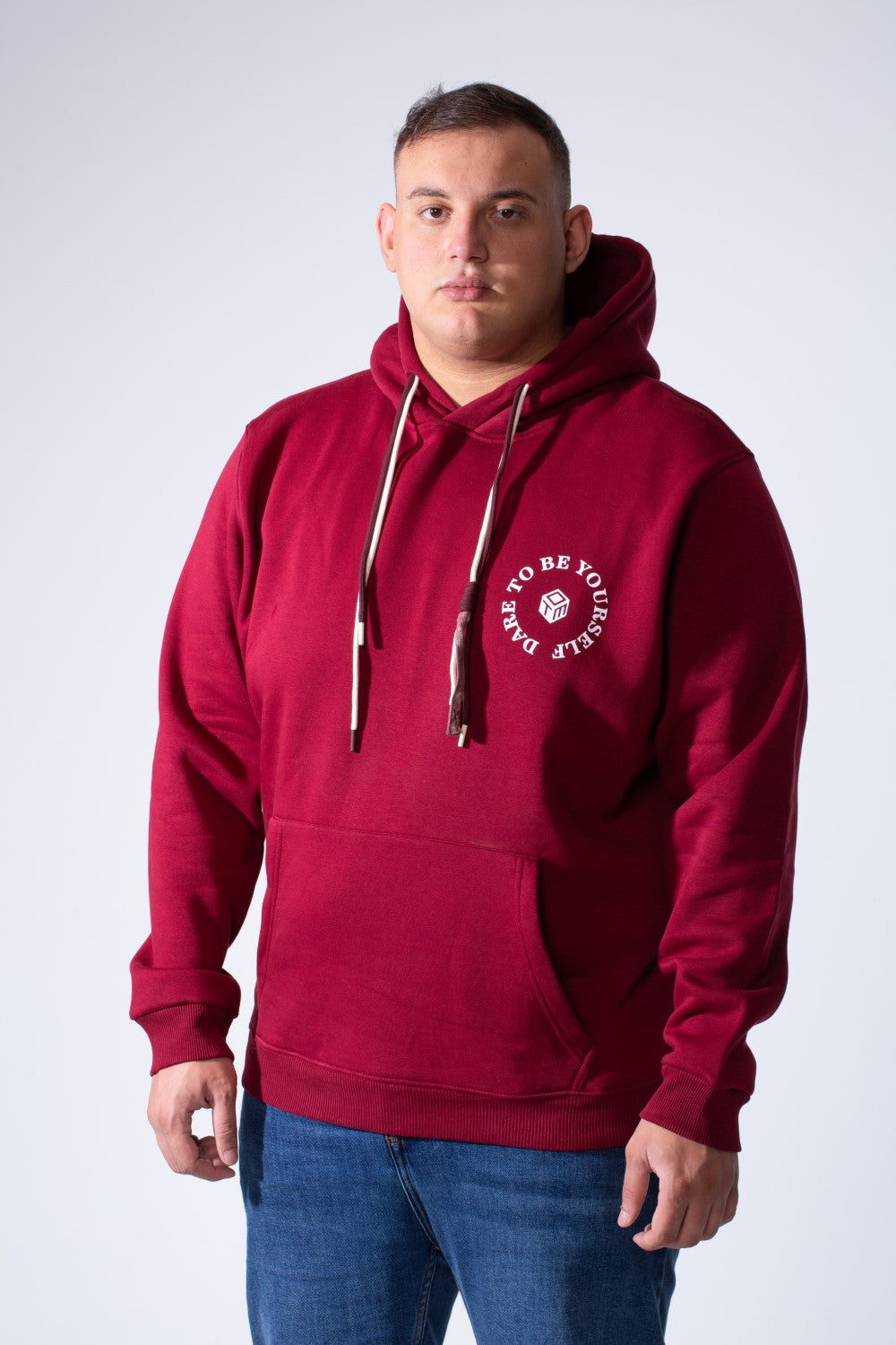 Men's Kangaroo Pocket Long Sleeve With Pack Text Print Practical Melton Fabric Hooded Big Size Sweatshirt