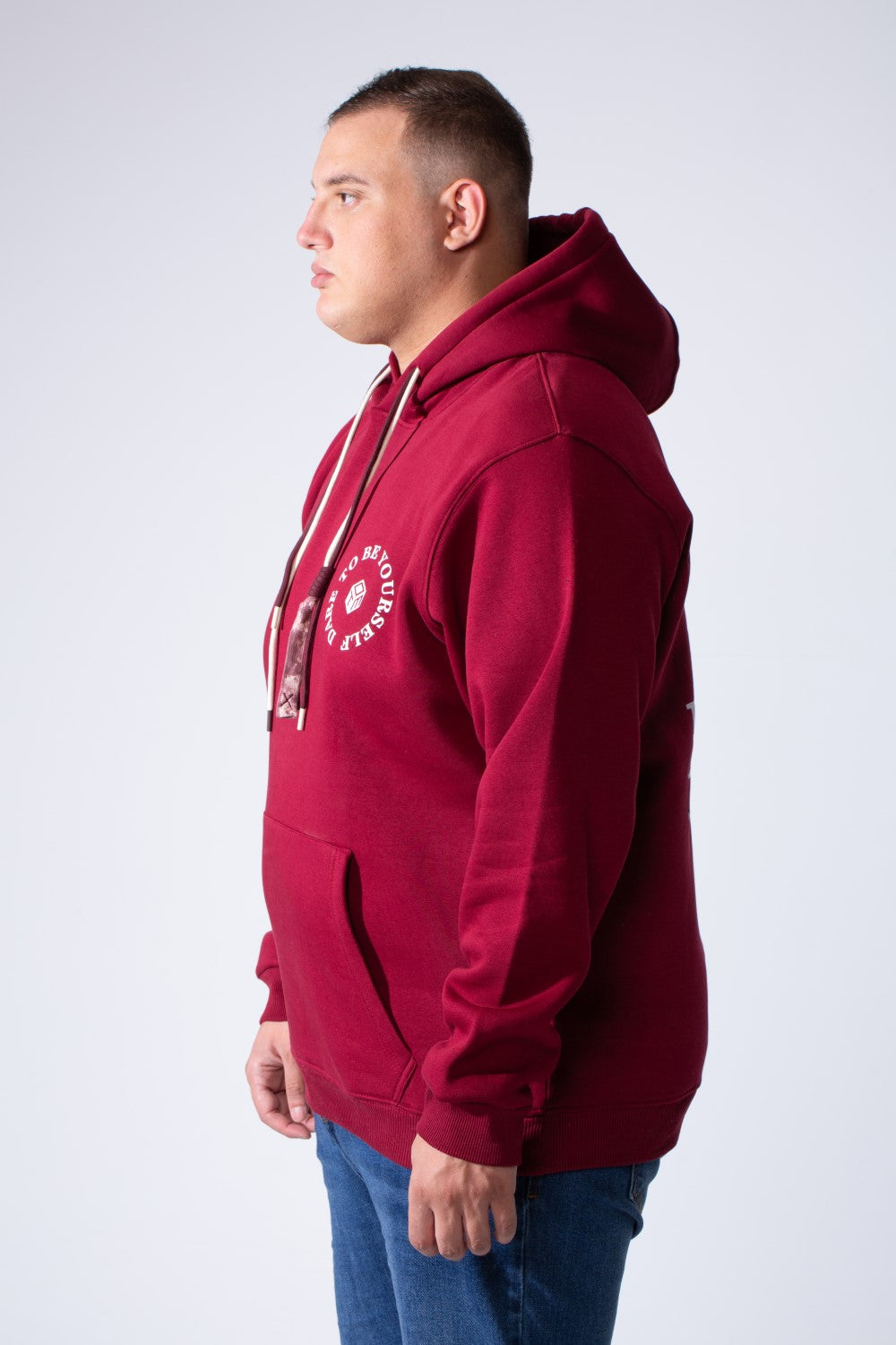 Men's Kangaroo Pocket Long Sleeve With Pack Text Print Practical Melton Fabric Hooded Big Size Sweatshirt