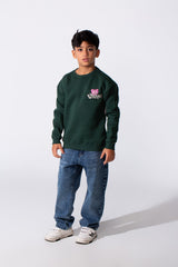 Boy's Round Neckline Long Sleeve With Printed Playful Pack Design Slim Fit Cozy Sweatshirt