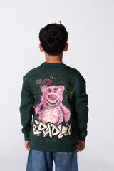 Boy's Round Neckline Long Sleeve With Printed Playful Pack Design Slim Fit Cozy Sweatshirt