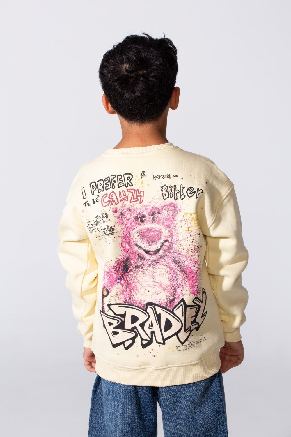 Boy's Round Neckline Long Sleeve With Printed Playful Pack Design Slim Fit Cozy Sweatshirt