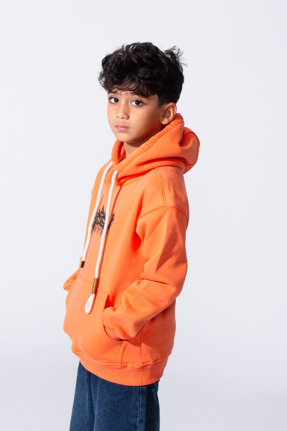 Boy's Tomato Store Hood Front Kangaroo Pockets Bold Graphic Text Print Everyday Modern Sweatshirt