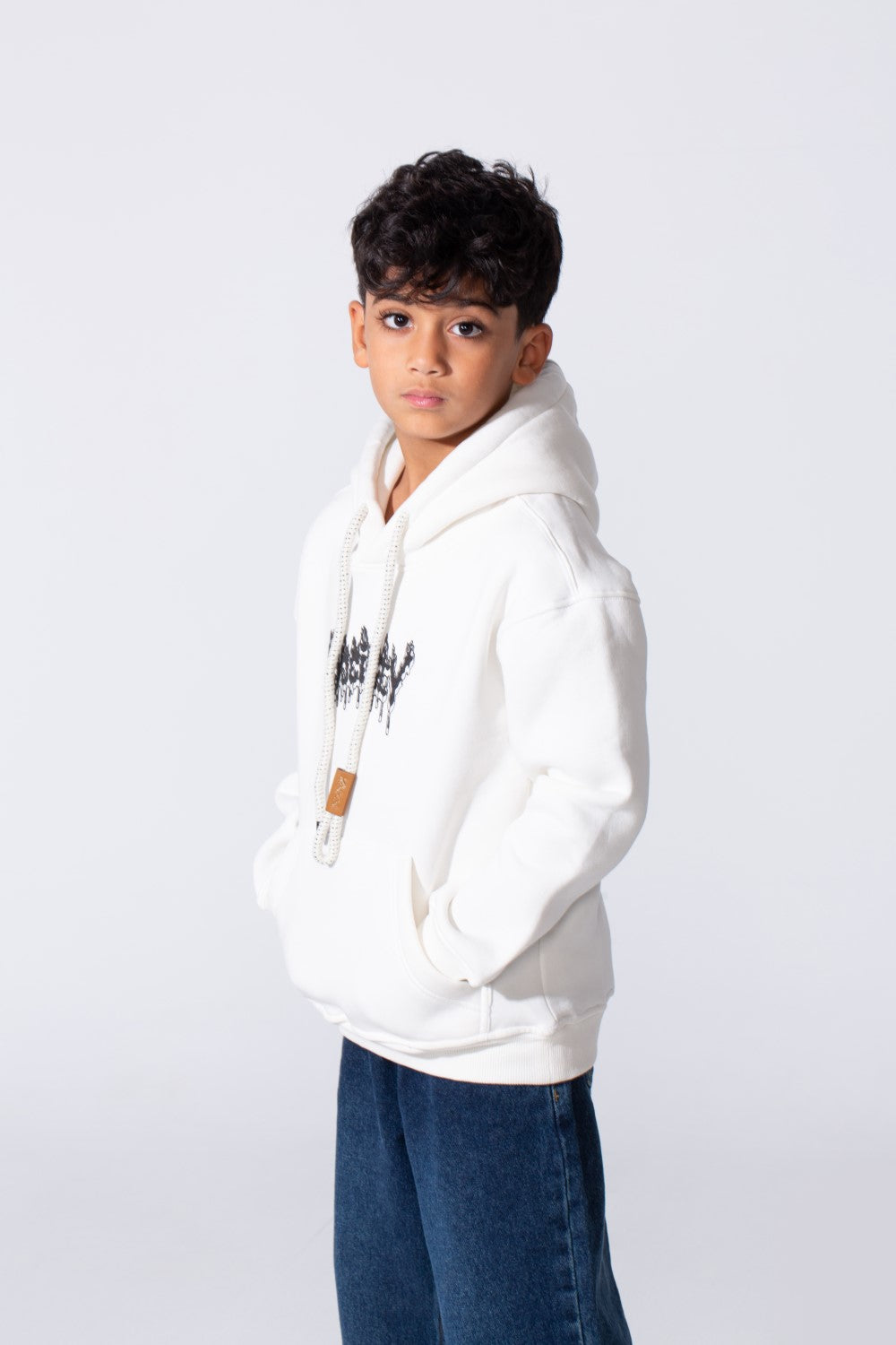 Boy's Tomato Store Hood Front Kangaroo Pockets Bold Graphic Text Print Everyday Modern Sweatshirt