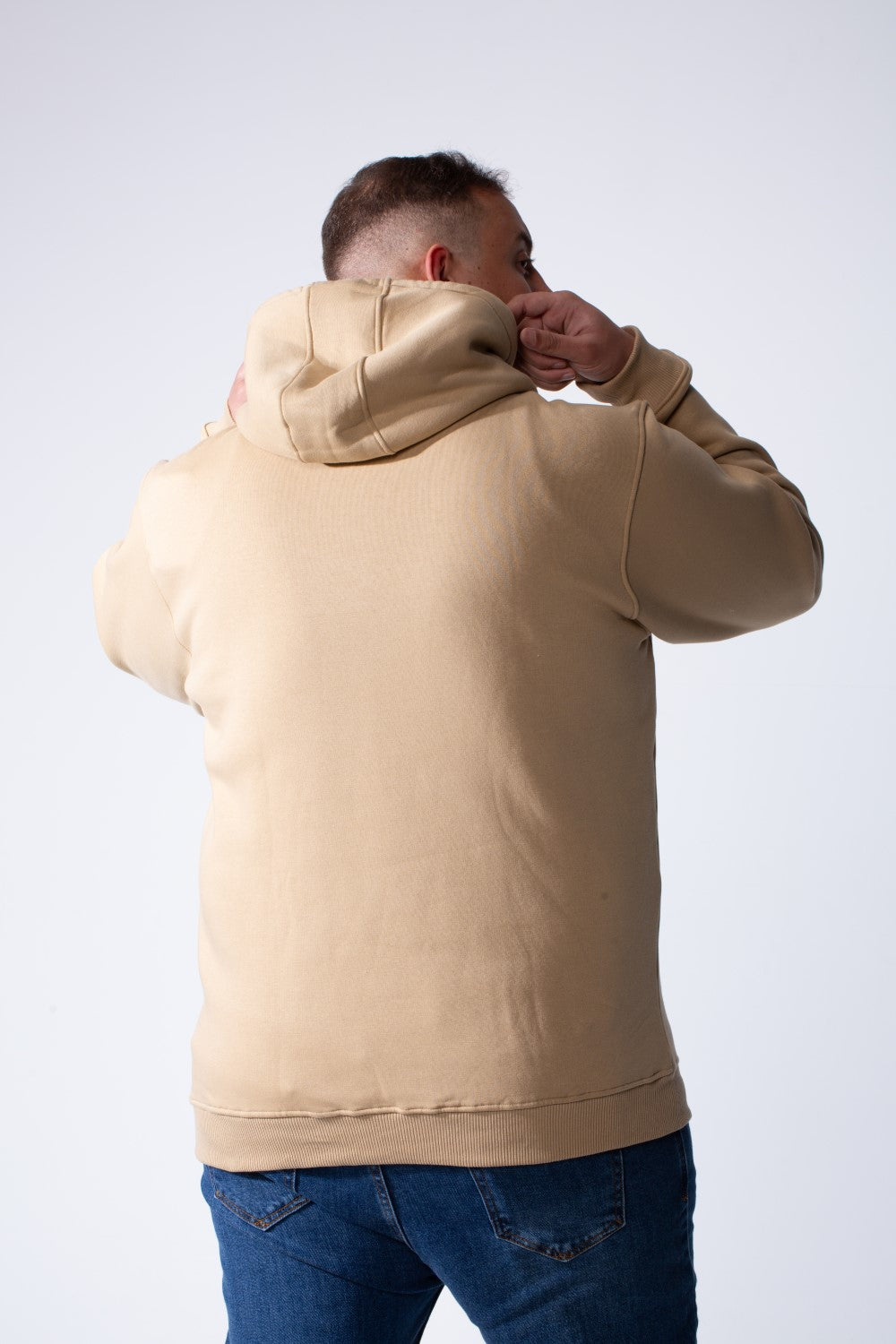 Men's Kangaroo Pockets Long Sleeve Small Front Text Print Basic Daily Wear Hooded Big Size Sweatshirt