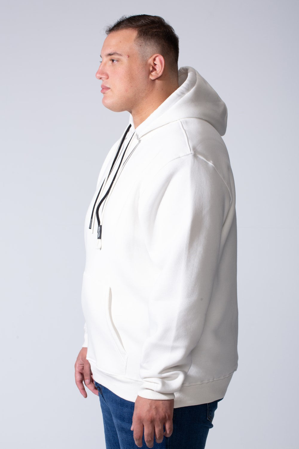 Men's Kangaroo Pockets Long Sleeve Small Front Text Print Basic Daily Wear Hooded Big Size Sweatshirt