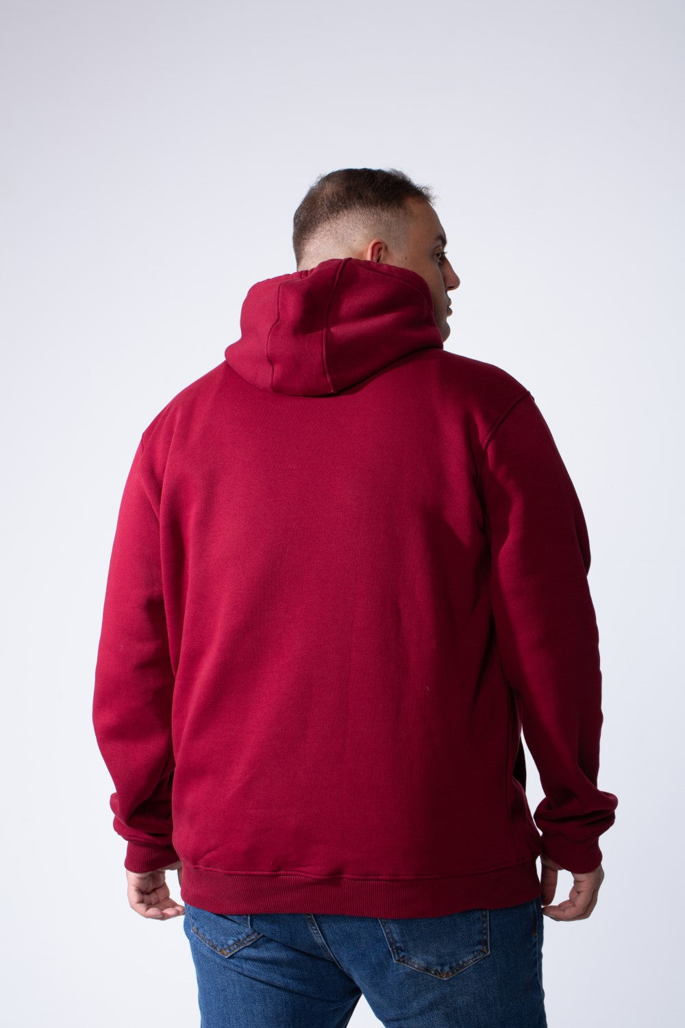 Men's Kangaroo Pockets Long Sleeve Small Front Text Print Basic Daily Wear Hooded Big Size Sweatshirt