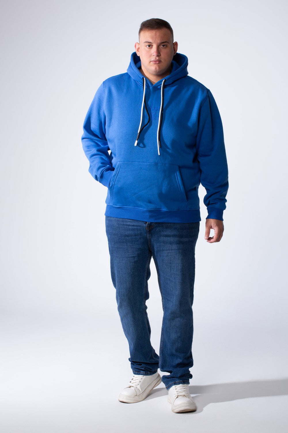 Men's Kangaroo Pockets Long Sleeve Small Front Text Print Basic Daily Wear Hooded Big Size Sweatshirt