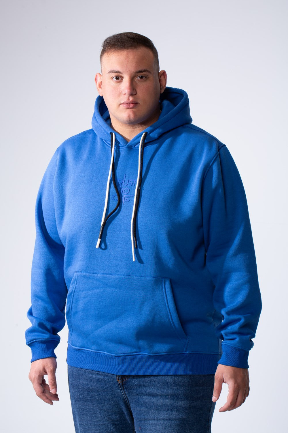 Men's Kangaroo Pockets Long Sleeve Small Front Text Print Basic Daily Wear Hooded Big Size Sweatshirt