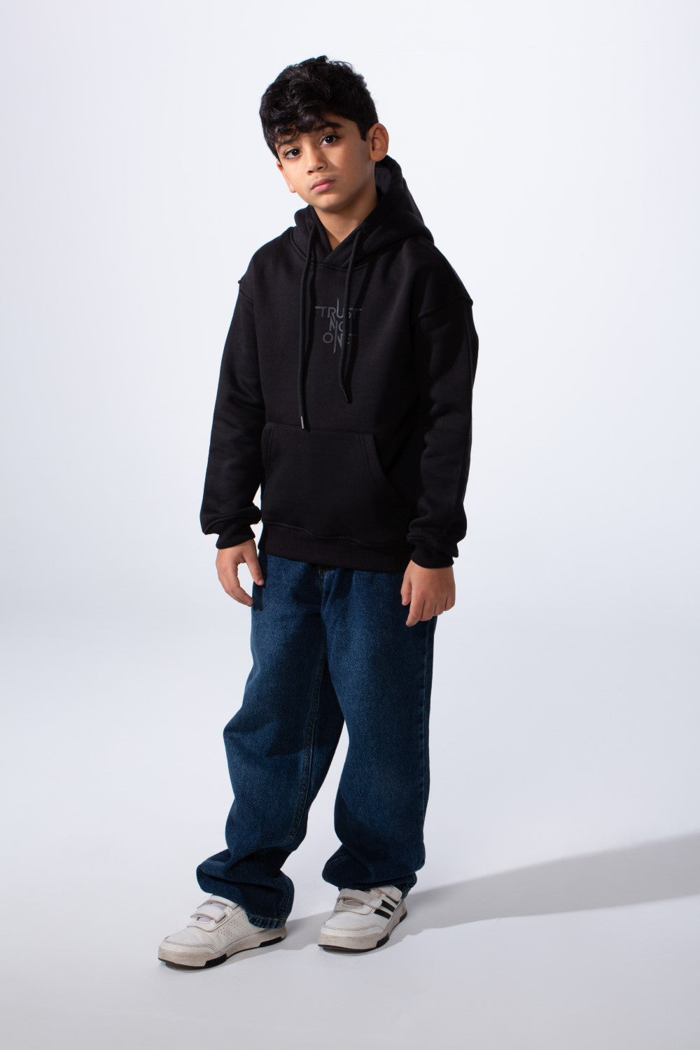 Boy’s Oversize Melton Casual Kangaroo Pocket Hooded Sweatshirt