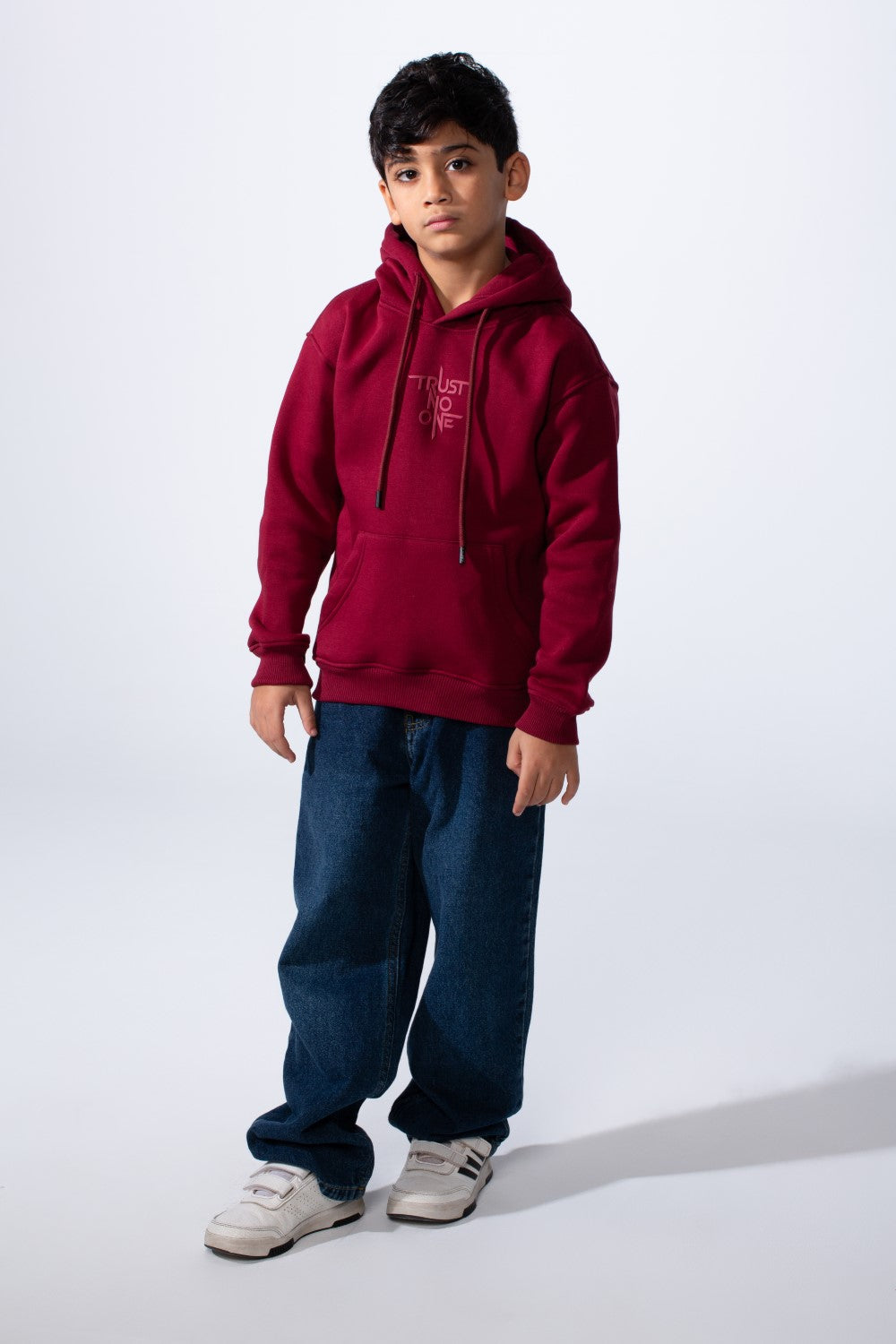 Boy’s Oversize Melton Casual Kangaroo Pocket Hooded Sweatshirt