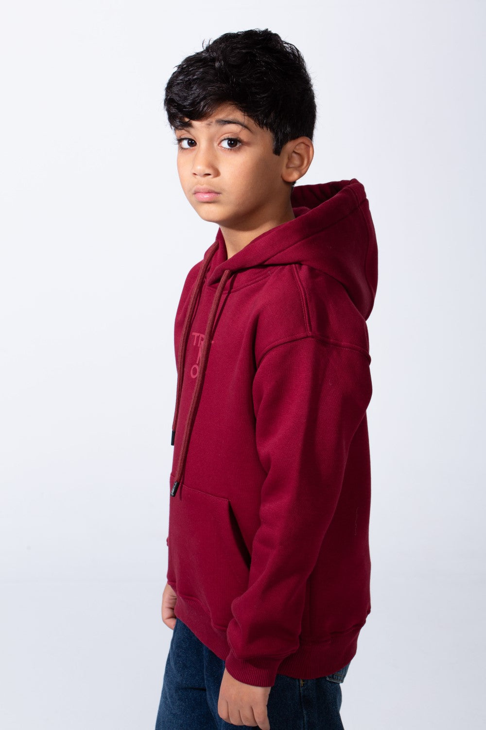 Boy’s Oversize Melton Casual Kangaroo Pocket Hooded Sweatshirt