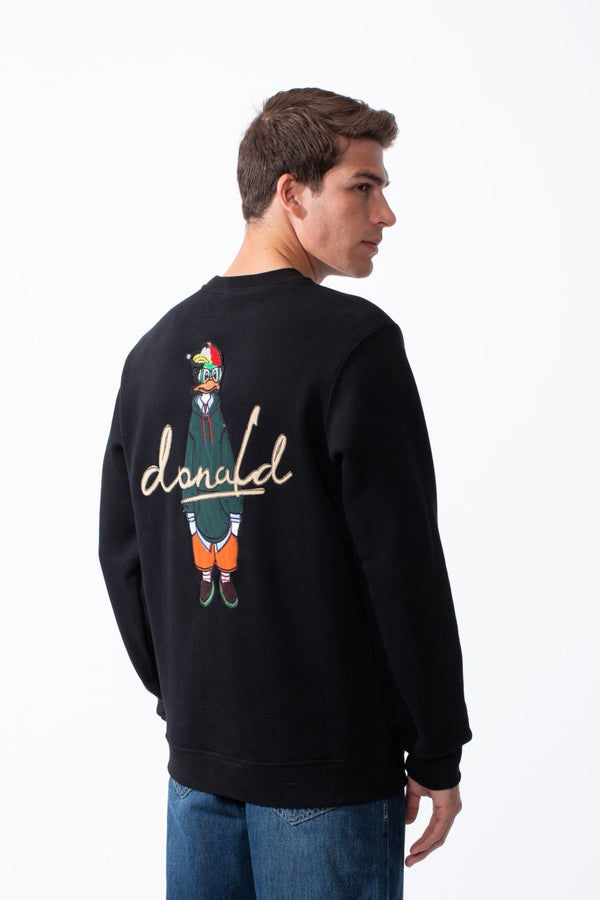 Men's Crewneck Sweatshirt With Playful Pack Embroidery Long Sleeves Slim Fit Everyday Wear Sweatshirt