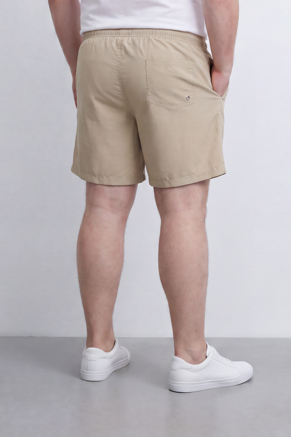 Men’s Tomato Store Waterproof Pull On Shorts Crinkle Surface Elastic Waist Rope Drawcord Side Pockets Back Eyelet Pocket Big Size