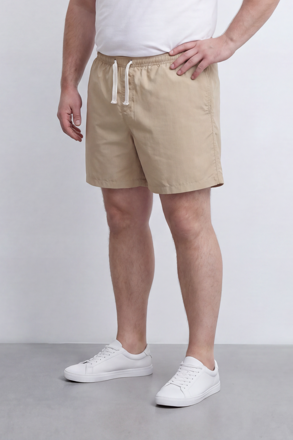 Men’s Tomato Store Waterproof Pull On Shorts Crinkle Surface Elastic Waist Rope Drawcord Side Pockets Back Eyelet Pocket Big Size