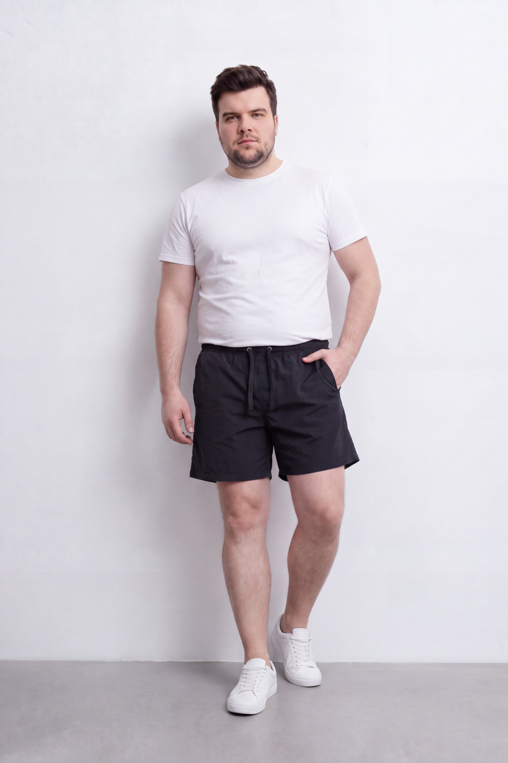 Men’s Tomato Store Waterproof Pull On Shorts Crinkle Surface Elastic Waist Rope Drawcord Side Pockets Back Eyelet Pocket Big Size