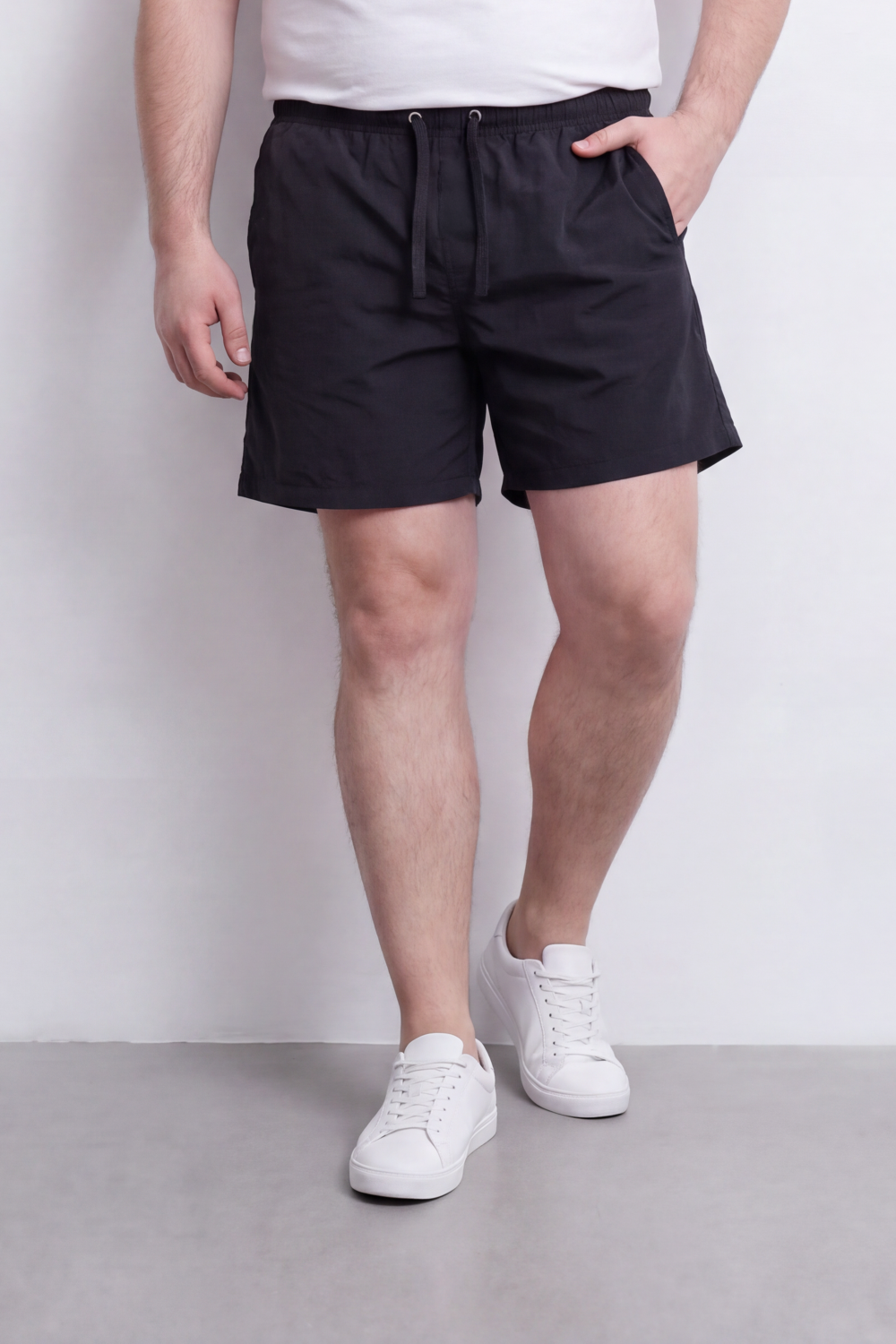 Men’s Tomato Store Waterproof Pull On Shorts Crinkle Surface Elastic Waist Rope Drawcord Side Pockets Back Eyelet Pocket Big Size