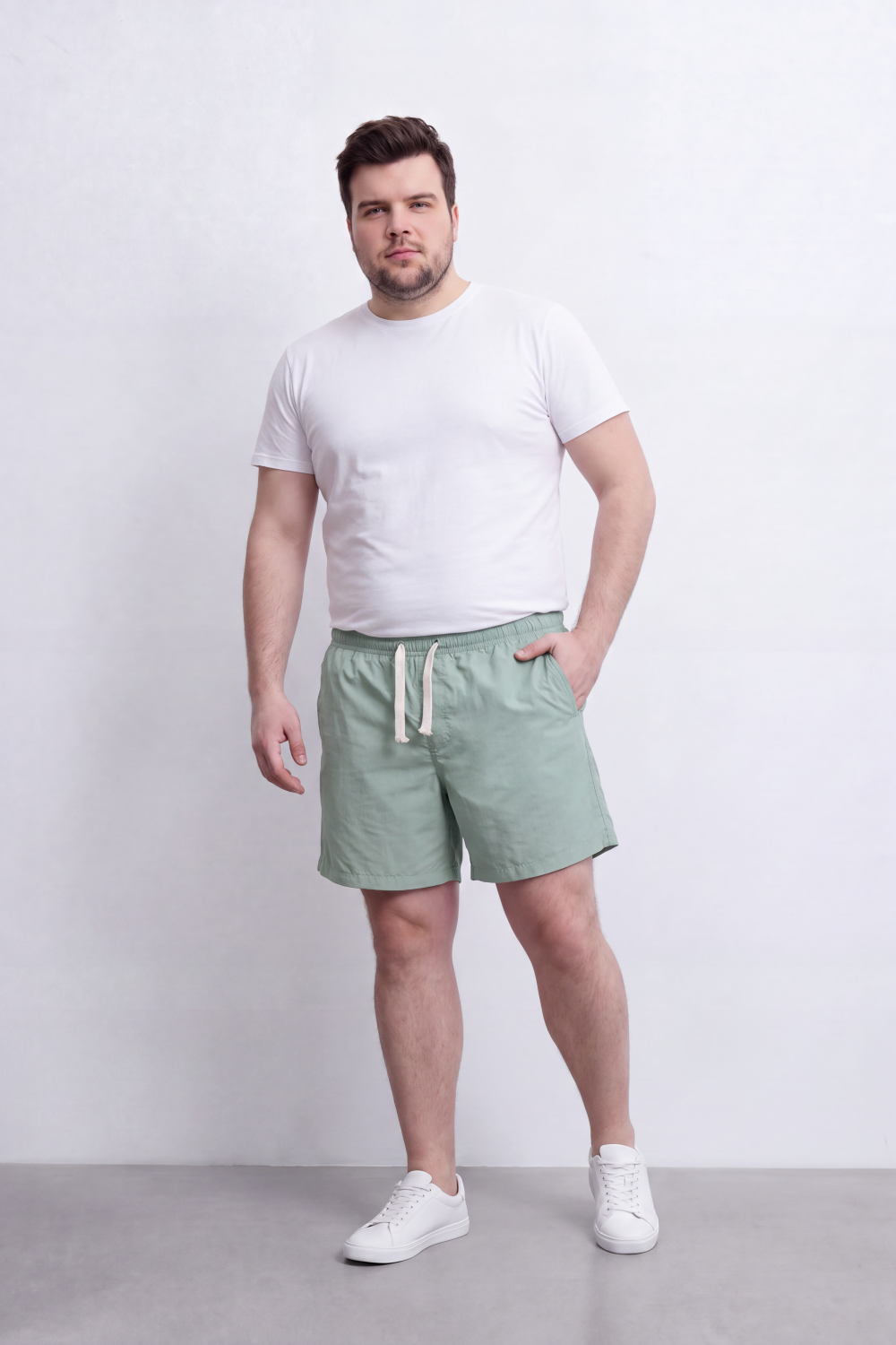Men’s Tomato Store Waterproof Pull On Shorts Crinkle Surface Elastic Waist Rope Drawcord Side Pockets Back Eyelet Pocket Big Size