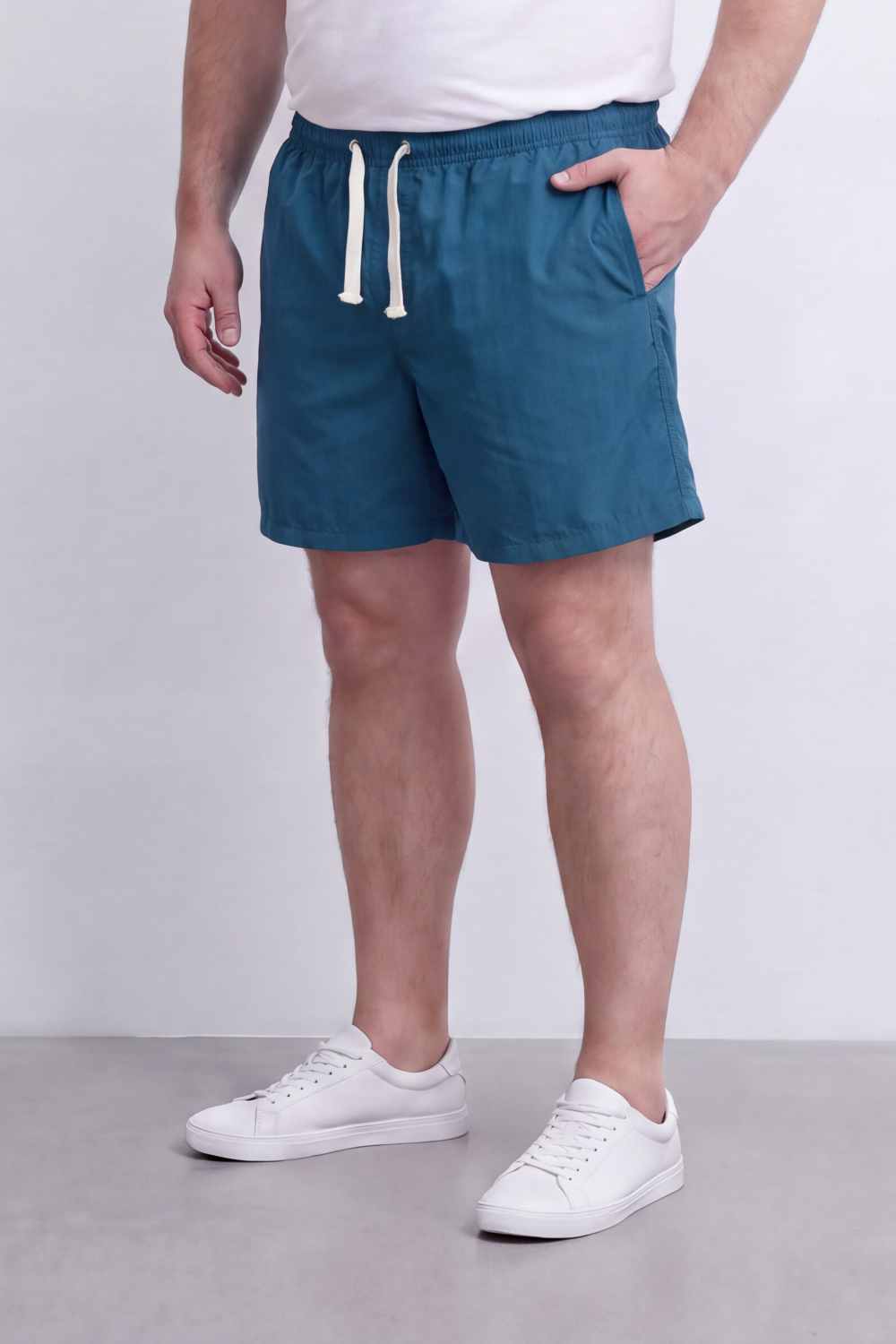 Men’s Tomato Store Waterproof Pull On Shorts Crinkle Surface Elastic Waist Rope Drawcord Side Pockets Back Eyelet Pocket Big Size