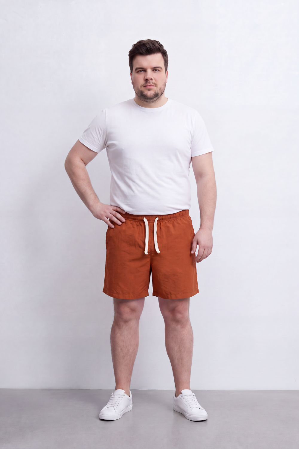 Men’s Tomato Store Waterproof Pull On Shorts Crinkle Surface Elastic Waist Rope Drawcord Side Pockets Back Eyelet Pocket Big Size