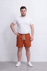 Men’s Tomato Store Waterproof Pull On Shorts Crinkle Surface Elastic Waist Rope Drawcord Side Pockets Back Eyelet Pocket Big Size