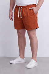 Men’s Tomato Store Waterproof Pull On Shorts Crinkle Surface Elastic Waist Rope Drawcord Side Pockets Back Eyelet Pocket Big Size