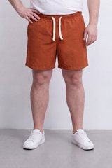 Men’s Tomato Store Waterproof Pull On Shorts Crinkle Surface Elastic Waist Rope Drawcord Side Pockets Back Eyelet Pocket Big Size