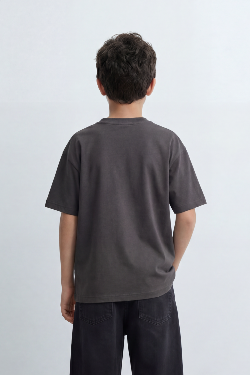 Boy's Tomato Store Summit Mark Oversized T-Shirt Plain Dyed Surface Center Mountain Logo Print