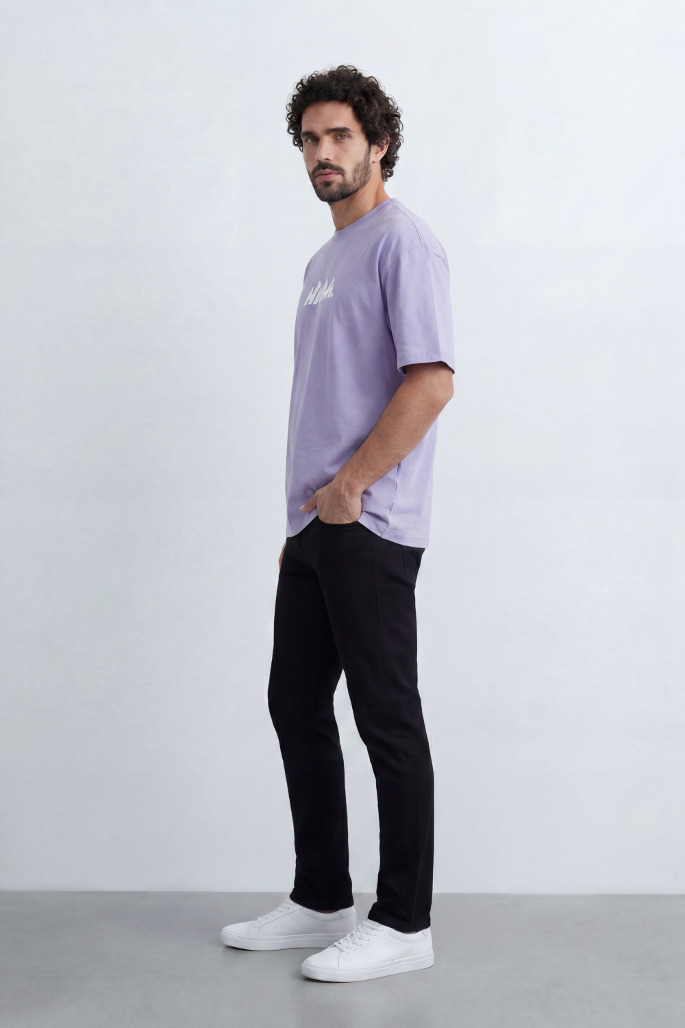 Men’s Tomato Store Summit Logo Oversize T-Shirt Made From Jersey Fabric With Clean Solid Surface Center Chest Mountain Artwork Print