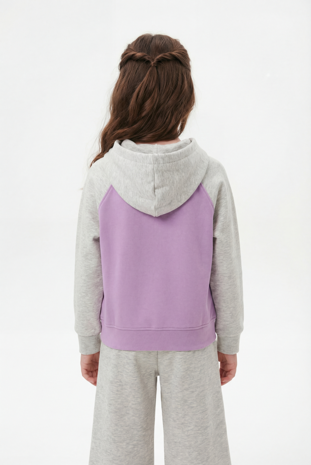 Girl's Tomato Store Outfit Hooded Long Sleeve Color-Block Design Honey Front Typography Melton Slim Fit
